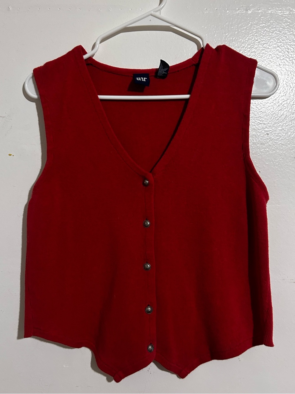 GAP Red Sleeveless Button-Front V-Neck Knit Camisole